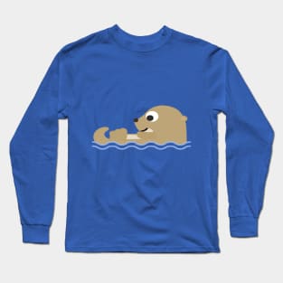 Cute Floating Cartoon Otter Long Sleeve T-Shirt